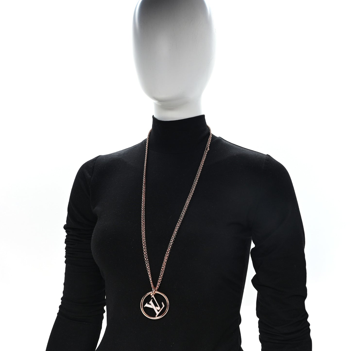 Metal Enamel LV Stellar Long Necklace Rose Gold