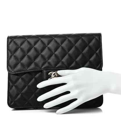 Chanel Caviar Quilted Square Flap Clutch Black 2 of 7