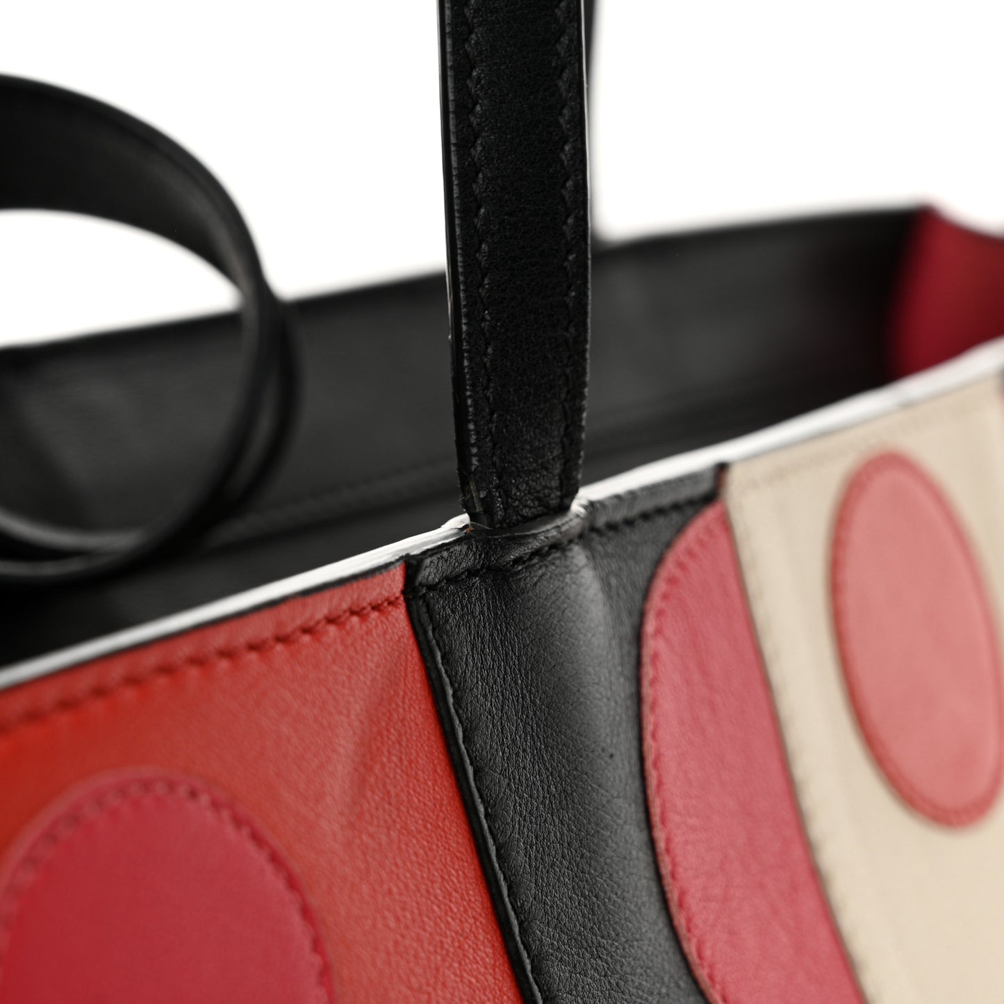 Calfskin Carmen Medium Tote Black Deep Rose