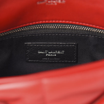 Saint Laurent Lambskin Quilted Small Loulou Puffer Monogram Chain Satchel Red 7 of 10