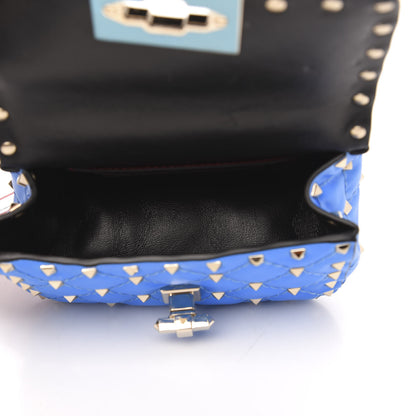 Valentino Garavani Calfskin Micro Rockstud Spike Shoulder Bag Blue Fluo 5 of 9
