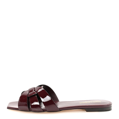 Saint Laurent Patent Tribute 05 Slide Sandals 40 Burgundy 1 of 9