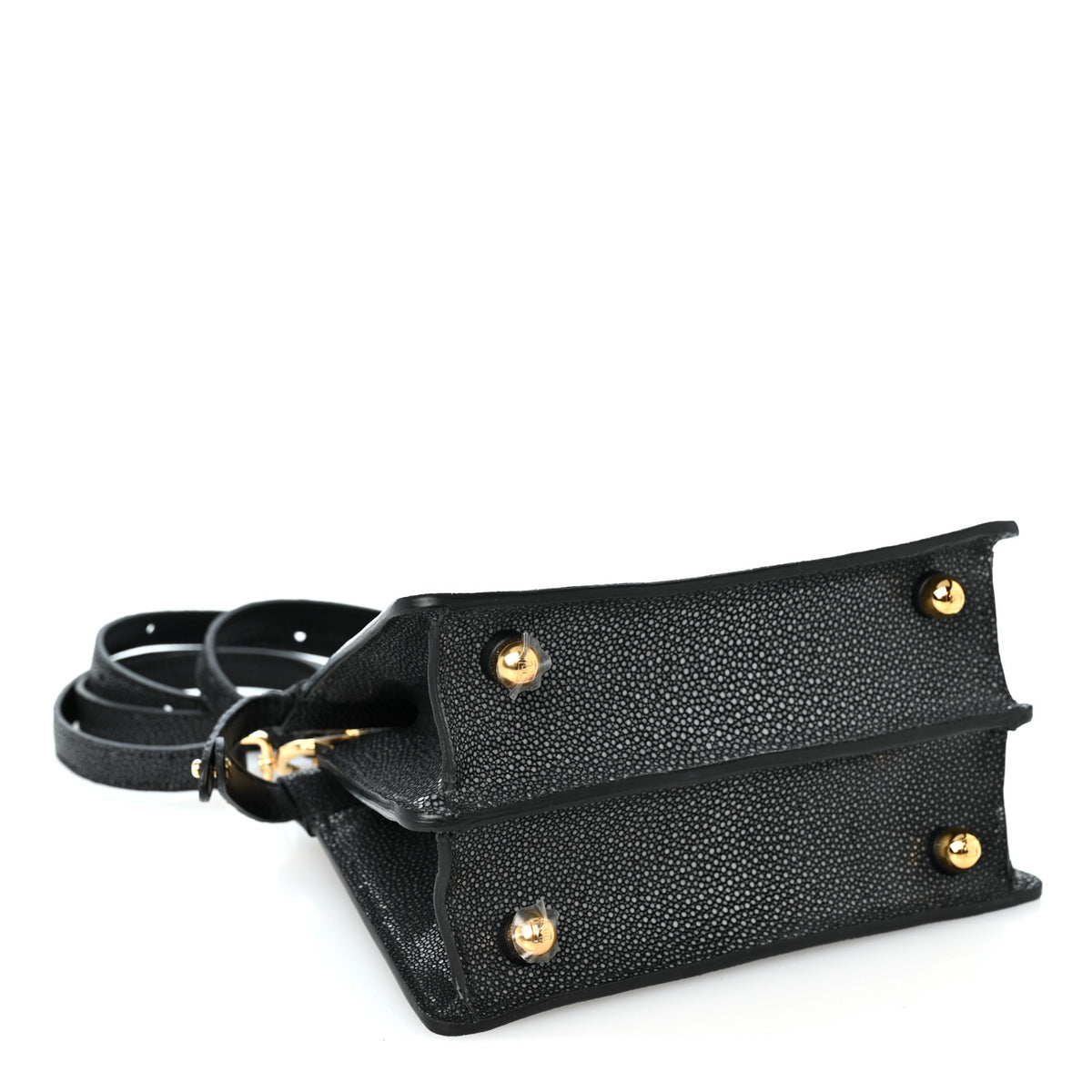 Fendi Stingray Shiny Nappa Petite Peekaboo I SEE U Satchel Black 3 of 9