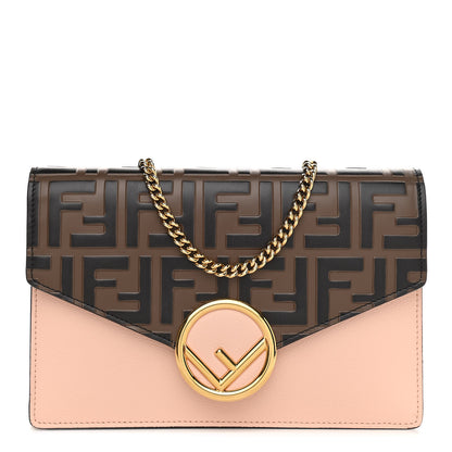 Fendi Vitello Cruise F is Fendi FF 1974 Embossed Medium Envelope Wallet On Chain Maya Black Light Rose 1 of 10