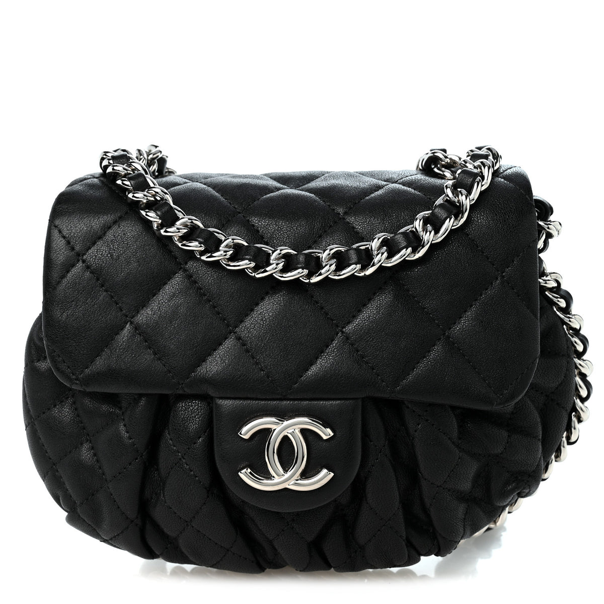 Chanel Washed Lambskin Quilted Mini Chain Around Flap Black 1 of 10