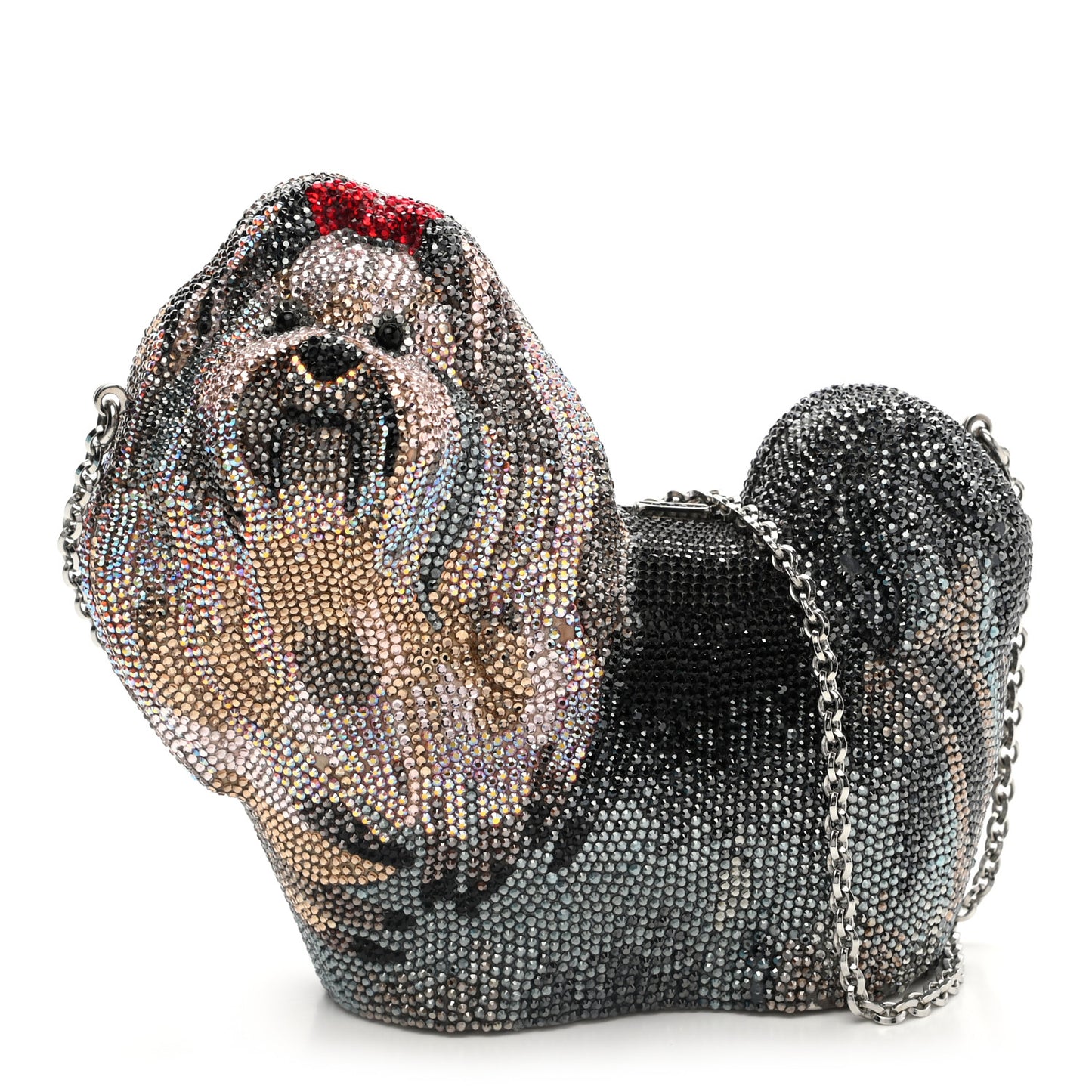 Crystal Yorkie Charlie Perla Minaudiere Clutch