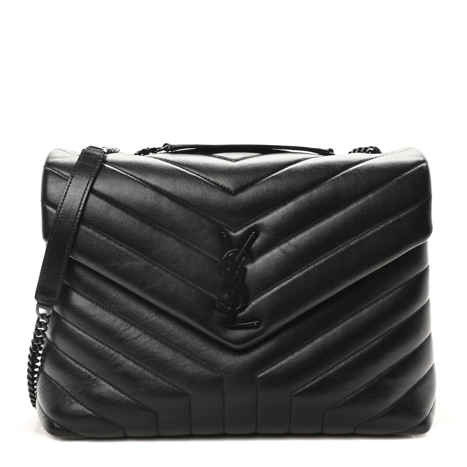Saint Laurent Calfskin Y Quilted Monogram Monochrome Medium Loulou Chain Satchel Black 1 of 10