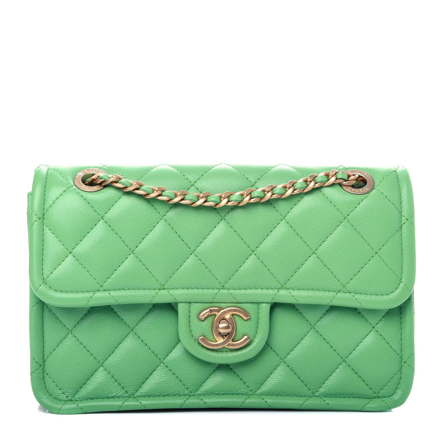 Chanel Caviar Quilted Medium Sweet Classic Flap Green 1 of 11