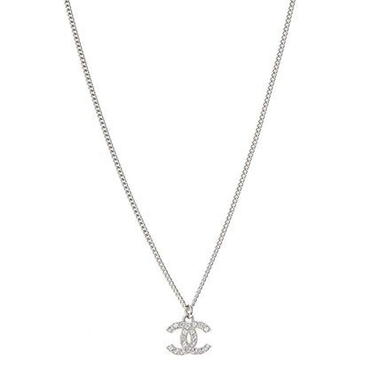 Chanel Crystal Timeless CC Necklace Silver 1 of 7