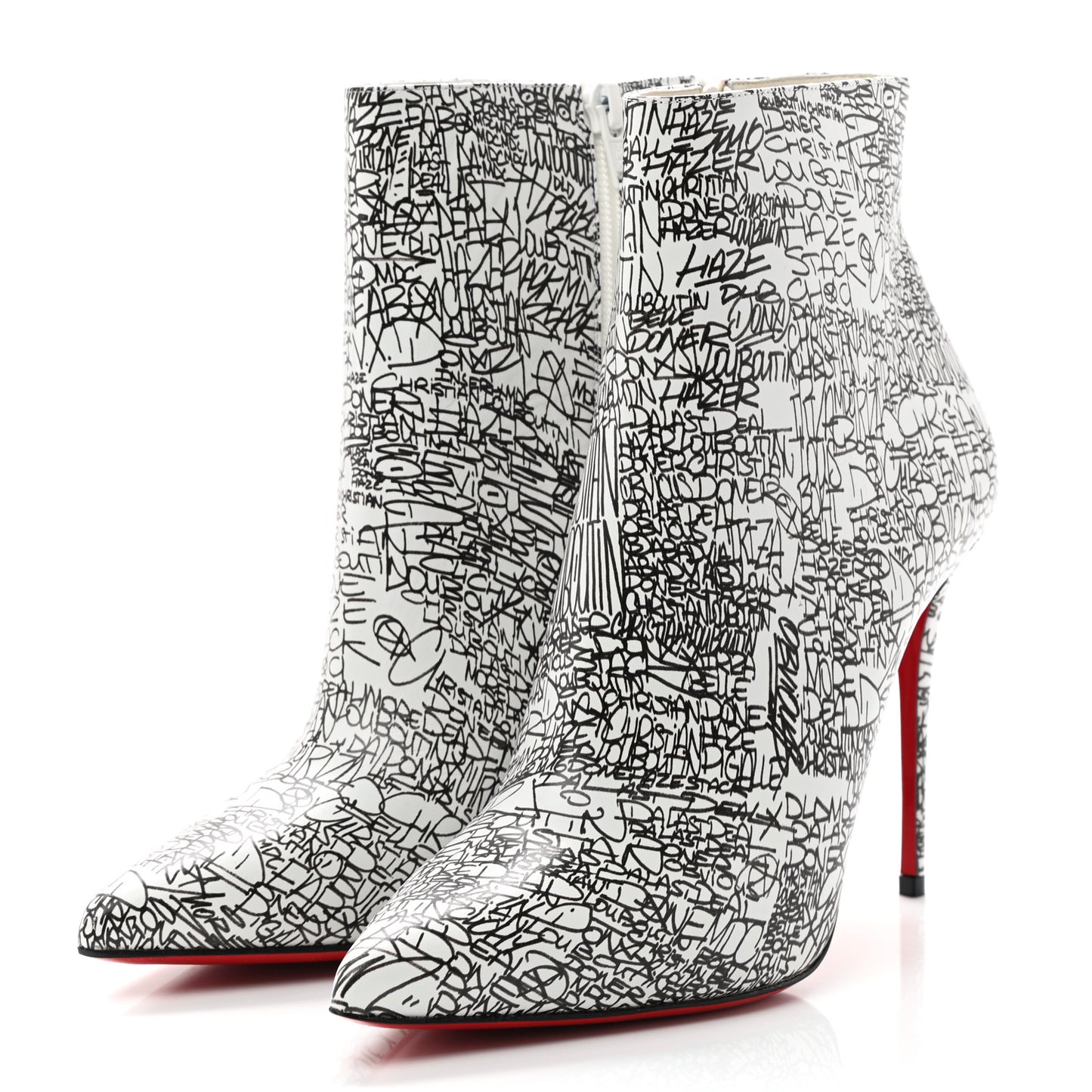 Calfskin Caligraf So Kate Booty 100 Ankle Boots 38.5 Black White