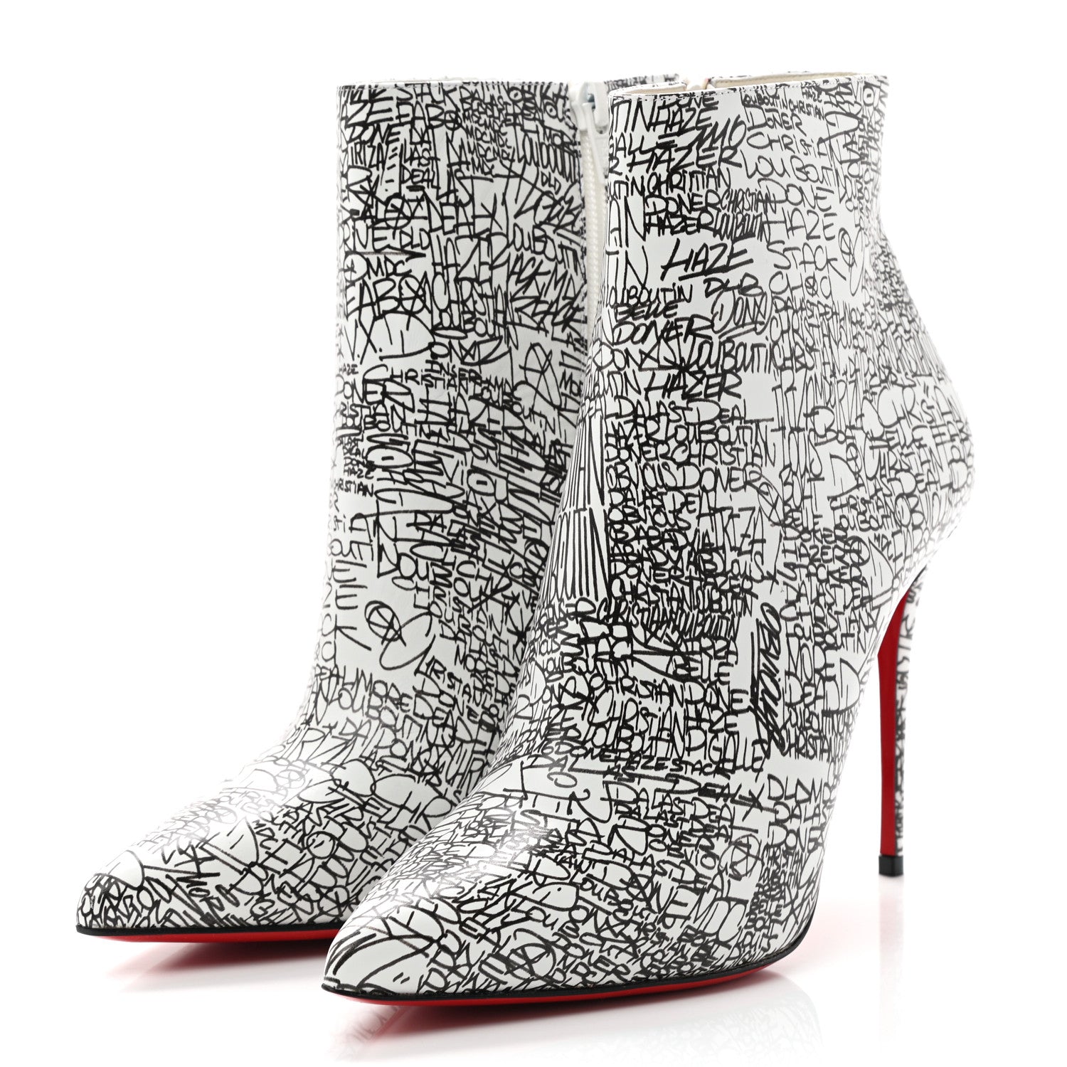 Christian Louboutin Calfskin Caligraf So Kate Booty 100 Ankle Boots 38.5 Black White 3 of 9