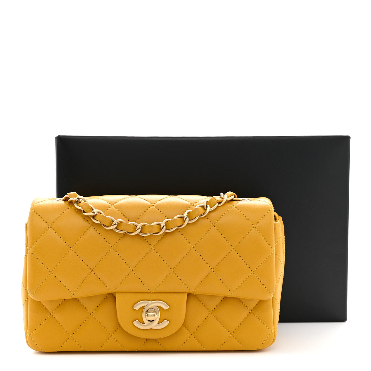 Chanel Lambskin Quilted Mini Rectangular Flap Yellow 12 of 12