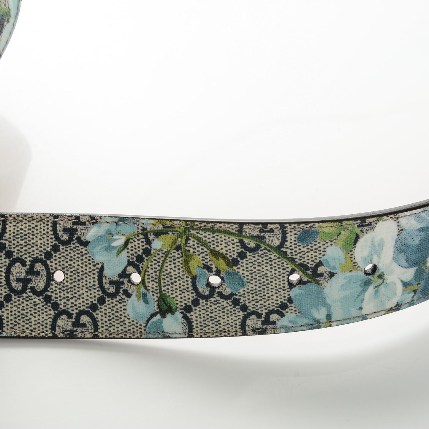 GG Plus Monogram Blooms Plaque Belt 80 32 Blue
