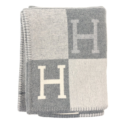 Hermes Wool Cashmere Avalon III Blanket Ecru Gris Clair 1 of 3