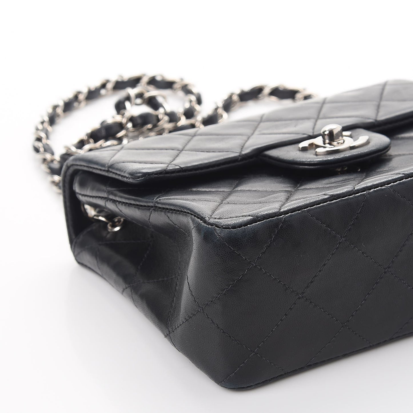Lambskin Quilted Mini Square Flap Black