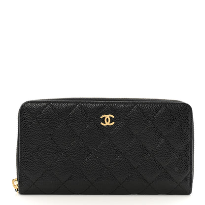 Chanel Caviar Quilted Large Gusset Zip Around Wallet Black 1 of 12