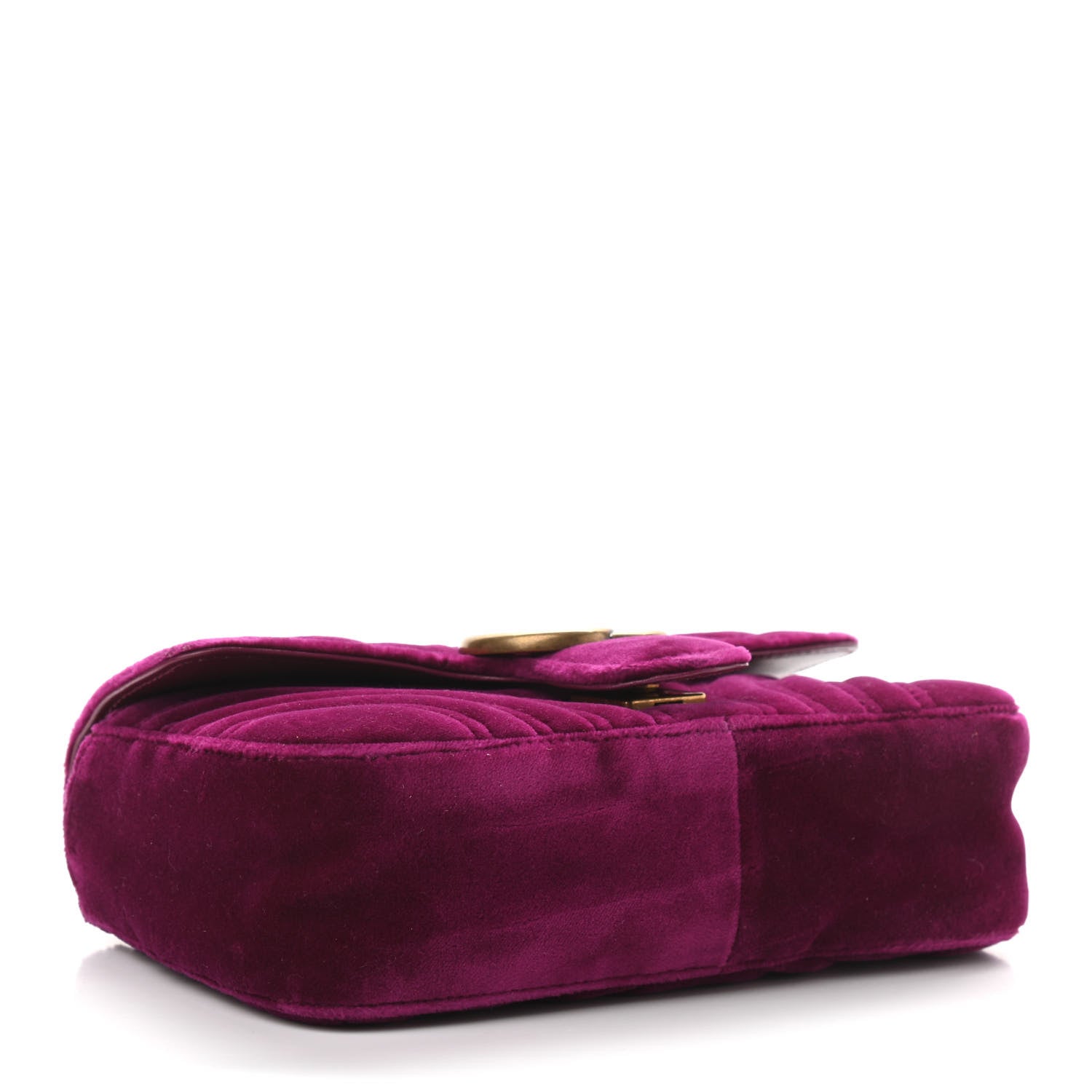 Gucci Velvet Matelasse Mini GG Marmont Shoulder Bag Fuchsia Violet Cyclamen 4 of 10