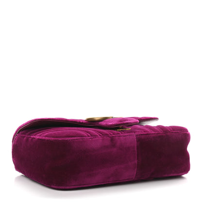 Gucci Velvet Matelasse Mini GG Marmont Shoulder Bag Fuchsia Violet Cyclamen 4 of 10