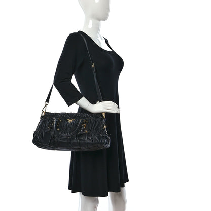 Prada Nappa Gaufre Buckle Satchel Black 2 of 10