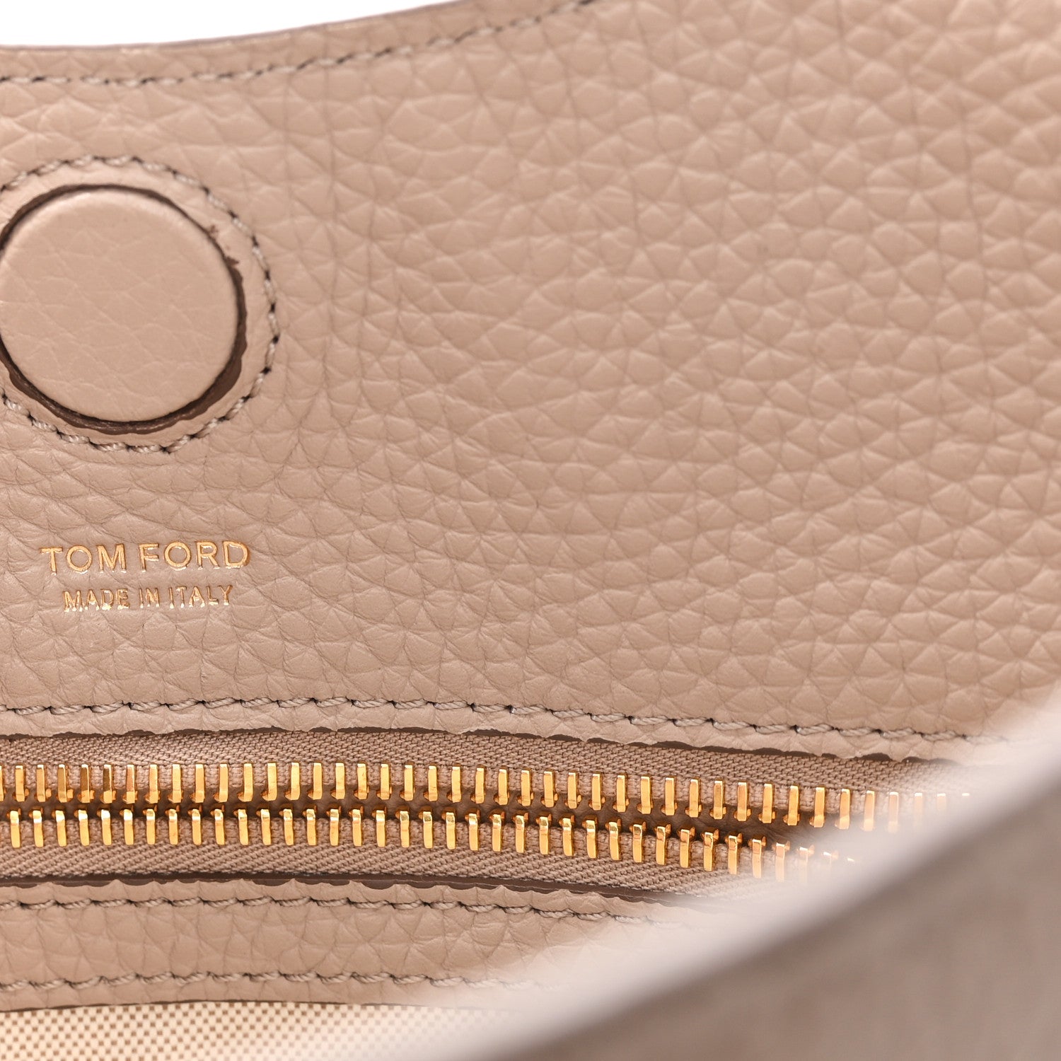 Tom Ford Pebbled Calfskin Small Alix Padlock Zip Hobo Bag Beige 7 of 11