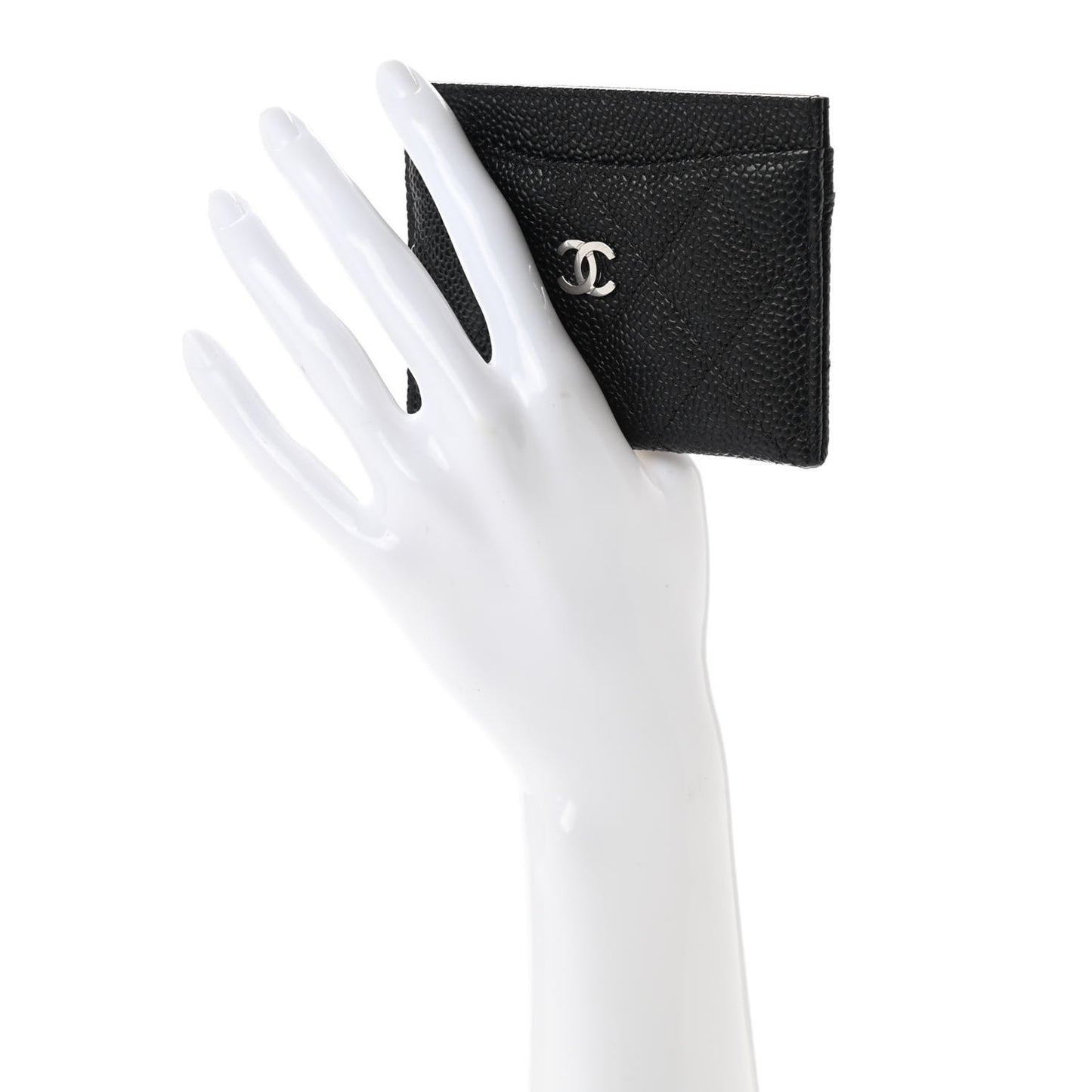 Caviar Quilted Card Holder Black