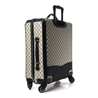 Gucci GG Supreme Monogram Textured Dollar Calfskin Web Savoy Cabin Plus Trolley Beige Blue 2 of 9
