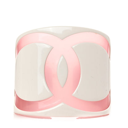 Chanel Resin CC Wide Cuff White Pink 1 of 4