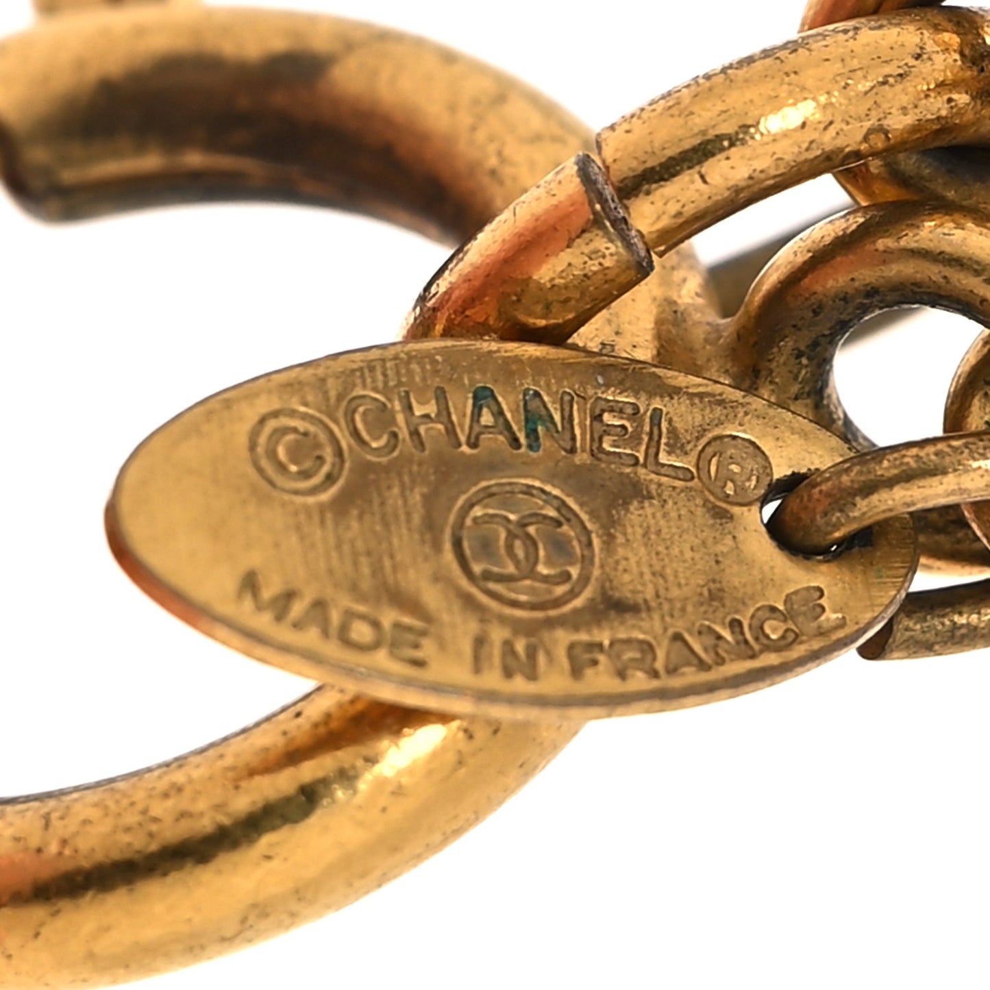 Quilted CC Chain Necklace Gold