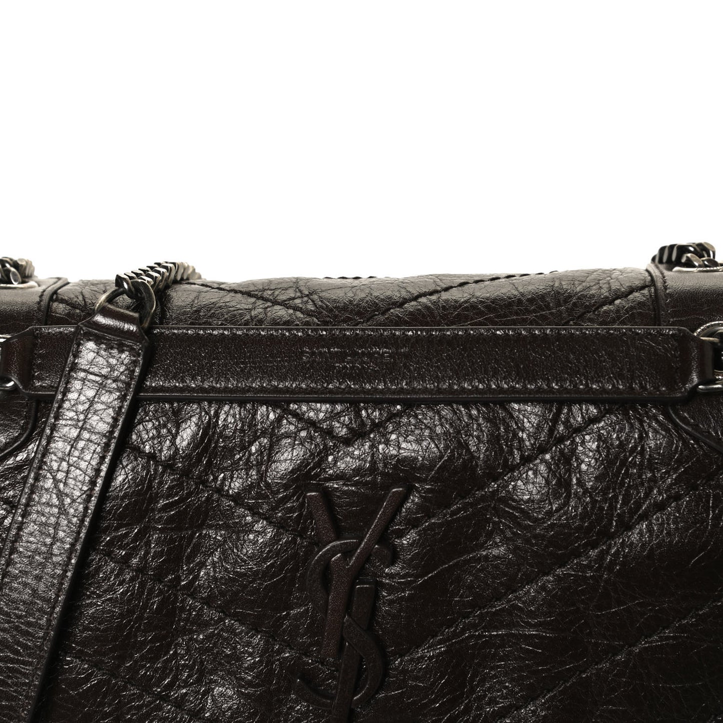 Crinkled Calfskin Matelasse Monogram Baby Niki Chain Satchel Tulip
