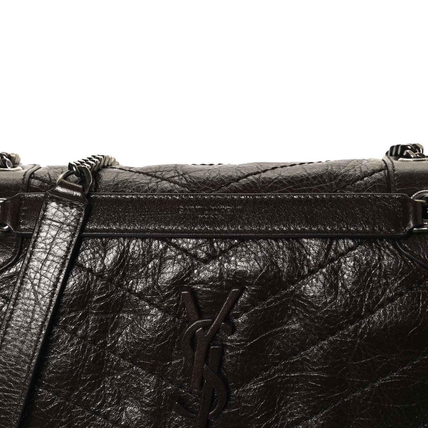 Saint Laurent Crinkled Calfskin Matelasse Monogram Baby Niki Chain Satchel Tulip 8 of 11