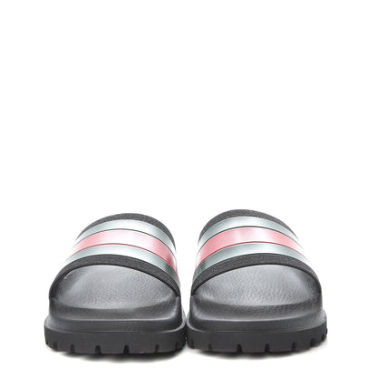 Gucci Rubber Web Mens Lug Sole Slide Sandals 7 Black Green Red 2 of 8