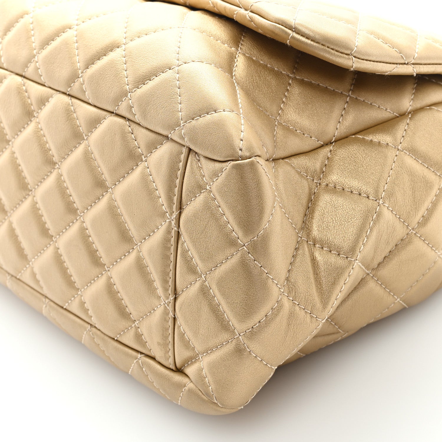 Chanel Metallic Calfskin Quilted Small XXL Travel Flap Bag Gold 9 of 9
