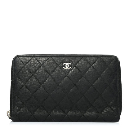 Chanel Caviar Quilted Large Zip Around Organizer Wallet Black 1 of 9