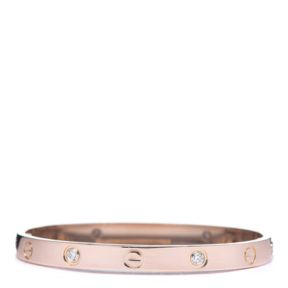 Cartier 18K Pink Gold 4 Diamond LOVE Bracelet 17 2 of 7