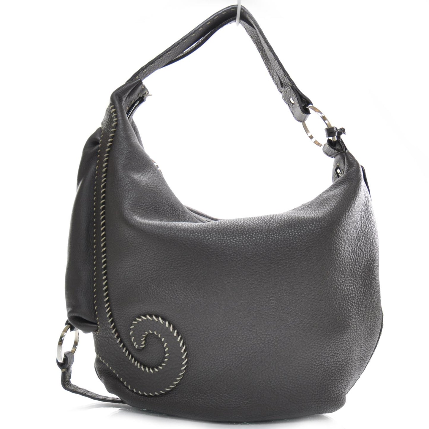 Calfskin Romano Selleria Biga Hobo Dark Brown