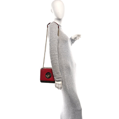 Fendi Vitello Century F is Fendi Bi-Color FF 1974 Embossed Small Kan I Shoulder Bag Fragola Maya Black 2 of 13