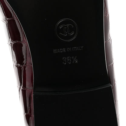 Chanel Patent Calfskin Crocodile Embossed Ballerina Flats 36.5 Dark Burgundy Black 7 of 10