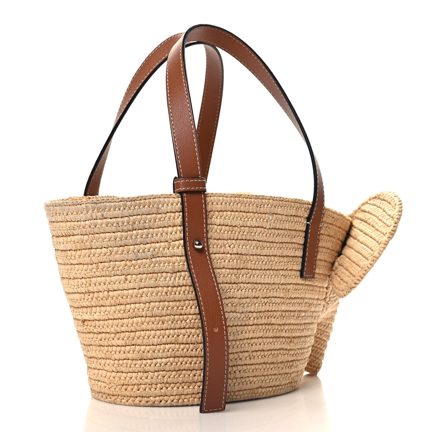 Loewe Raffia Small Elephant Basket Tote Bag Natural Tan 3 of 10