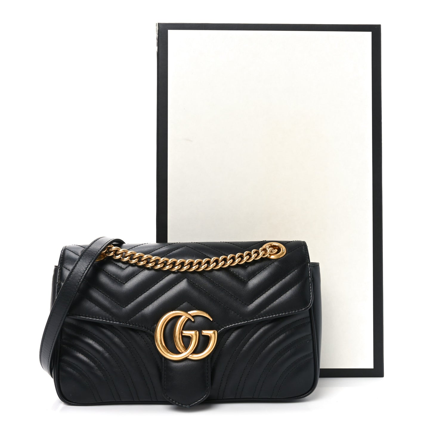 Calfskin Matelasse Small GG Marmont Shoulder Bag Black