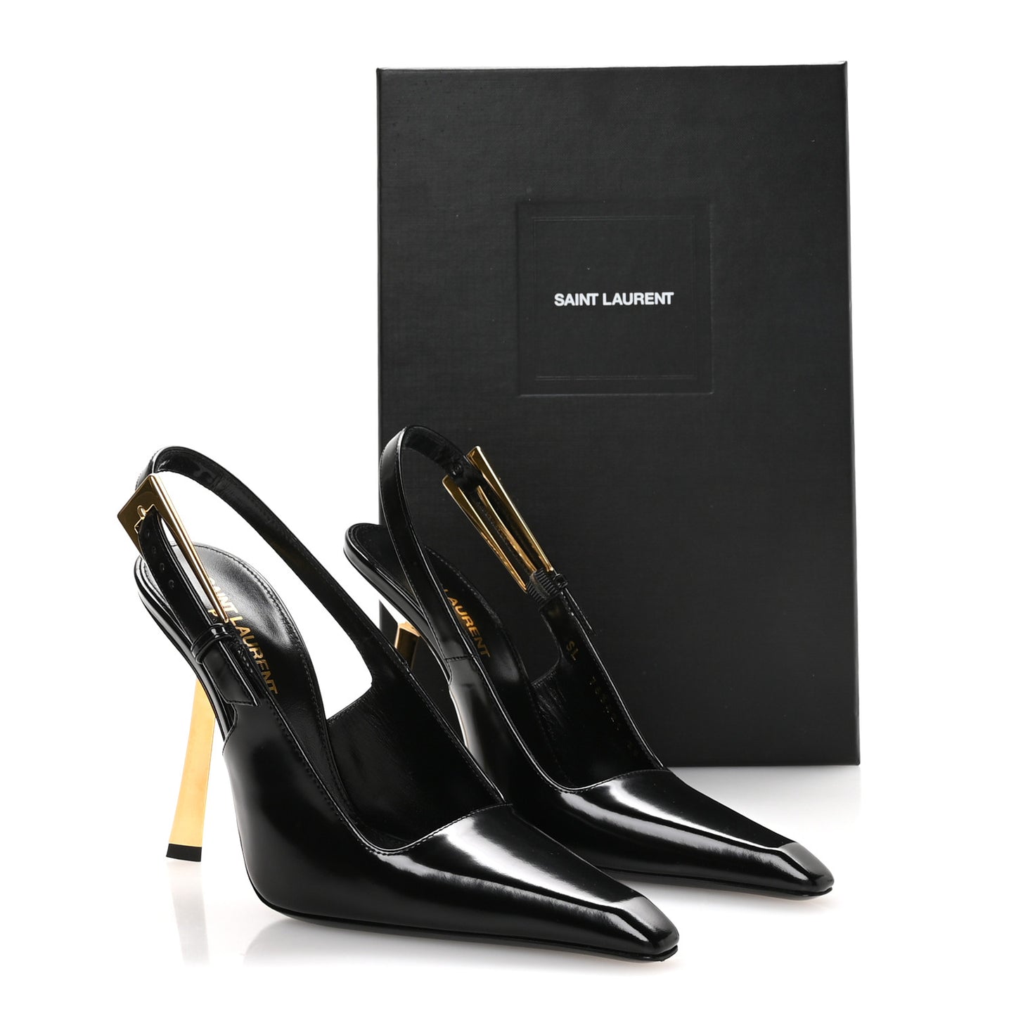 Glazed Calfskin Lee Slingback Pumps 35 Black
