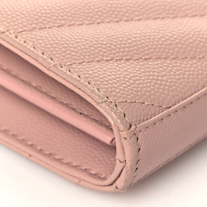 Saint Laurent Grain De Poudre Matelasse Chevron Monogram Chain Wallet Pale Pink 9 of 13
