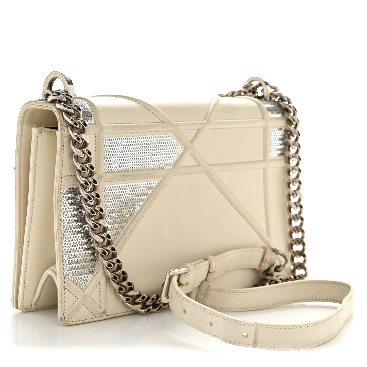 Christian Dior Lambskin Sequin Medium Diorama Flap Bag White 3 of 16