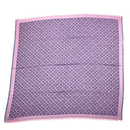 Louis Vuitton Wool Silk Monogram Denim Shawl Purple Pink 1 of 4