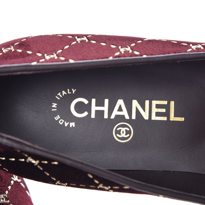 Chanel Velvet Moccasin Loafers 40 Burgundy 6 of 9