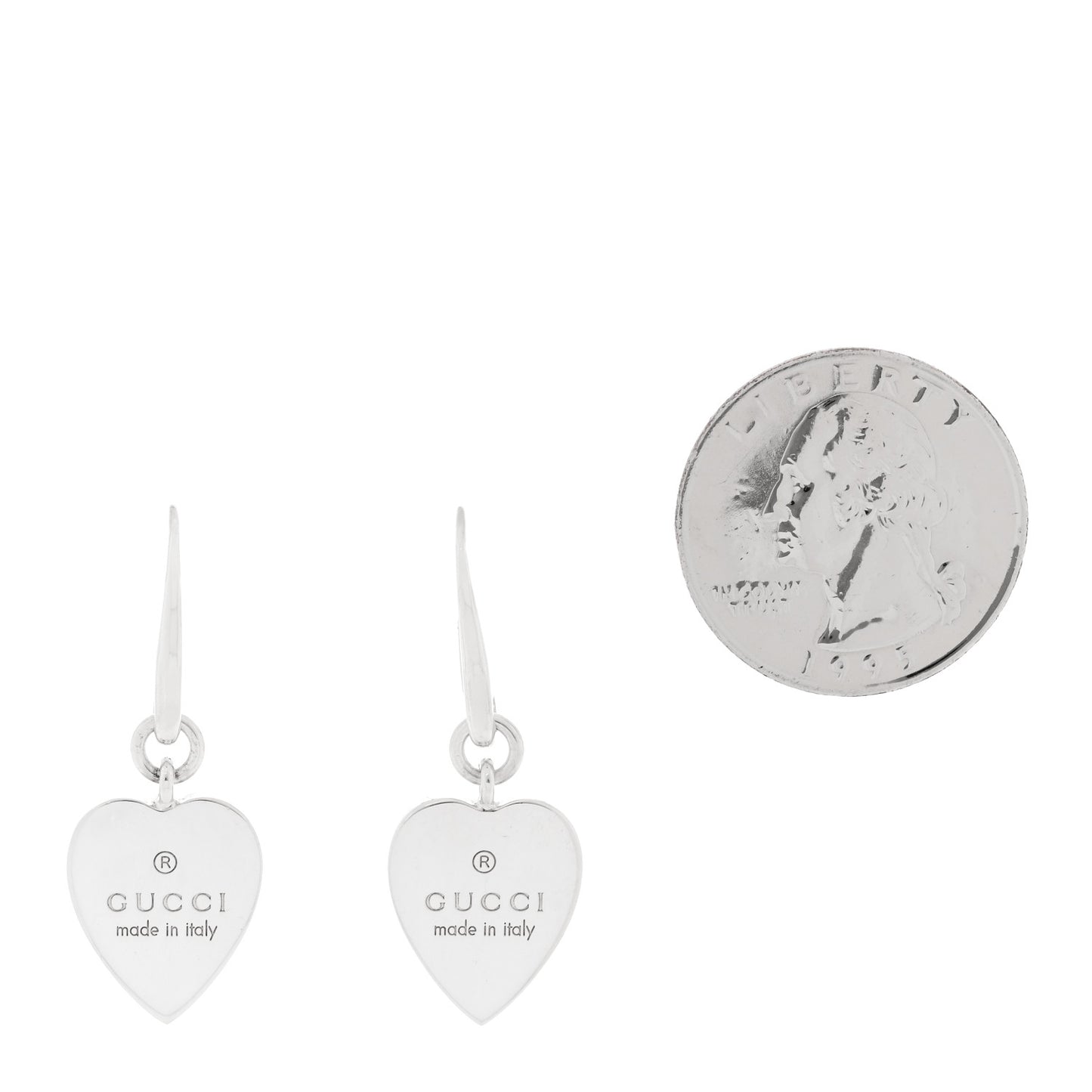 Sterling Silver Trademark Heart Drop Earrings