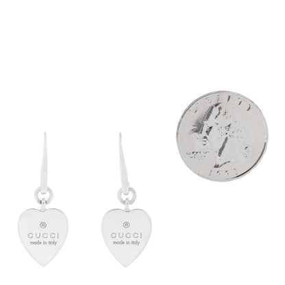 Gucci Sterling Silver Trademark Heart Drop Earrings 2 of 5