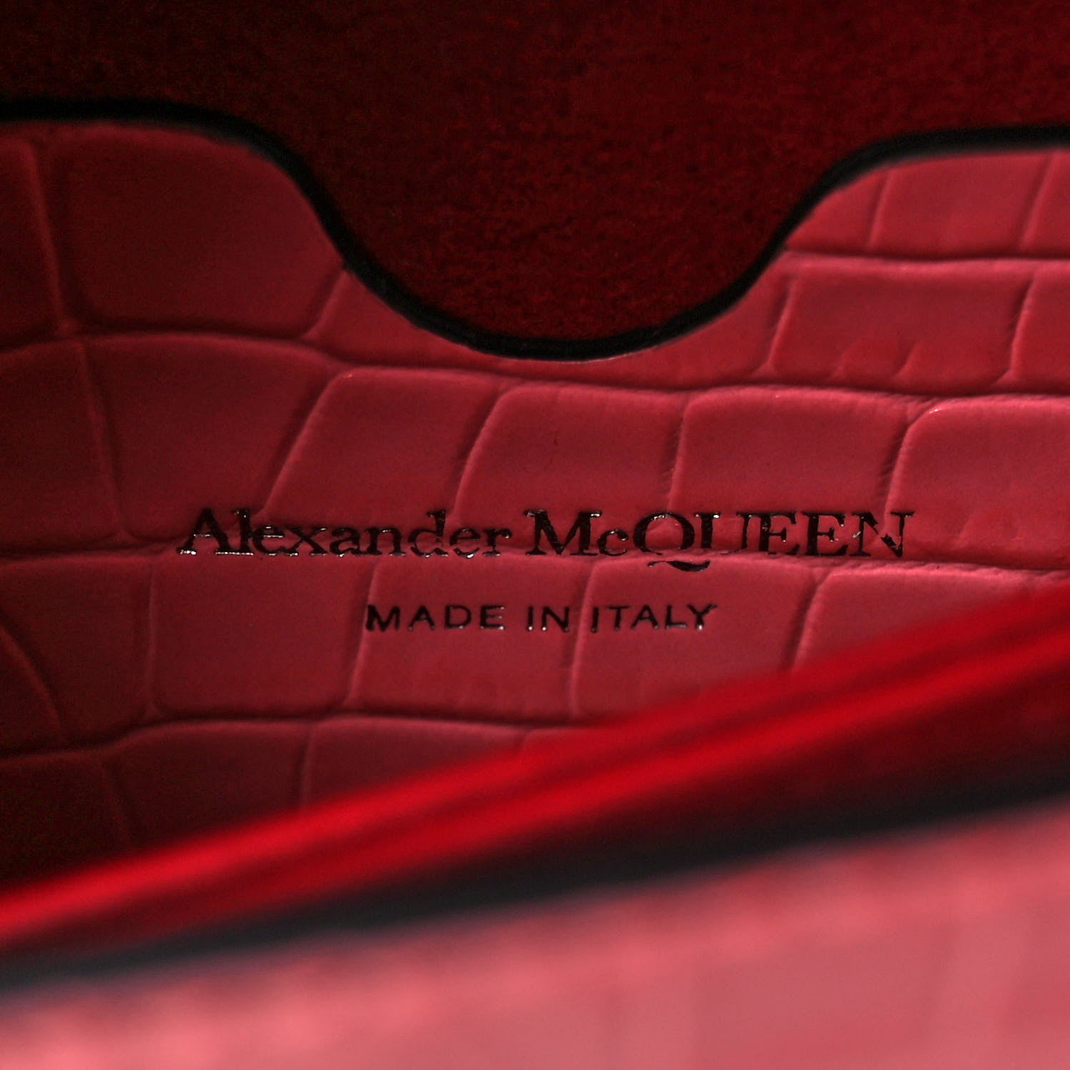 Alexander McQueen Calfskin Crocodile Embossed Knuckle Shoulder Bag Coral 5 of 9