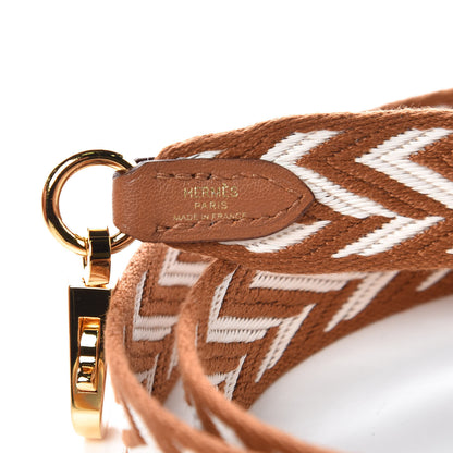 Hermes Toile Swift 25mm Sangle ZigZag Shoulder Strap Gold White 4 of 5