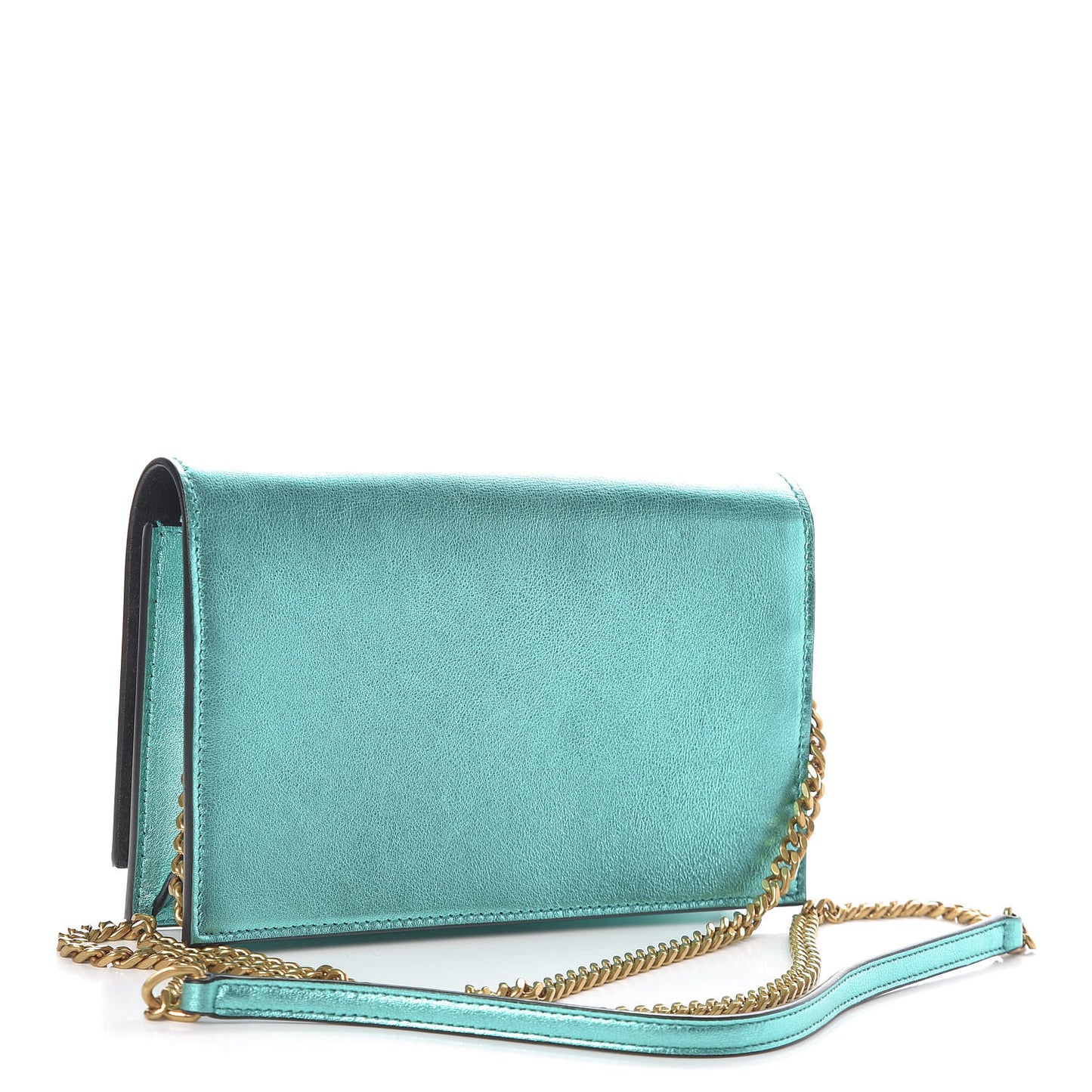 Laminated Calfskin Classic Monogram Kate Tassel Chain Wallet Green