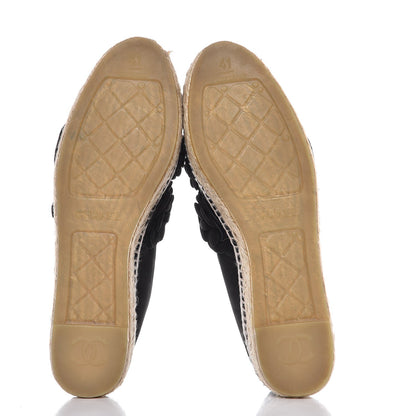 Chanel Suede Camellia CC Espadrilles 41 Black 5 of 9